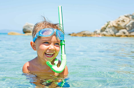 family snorkeling